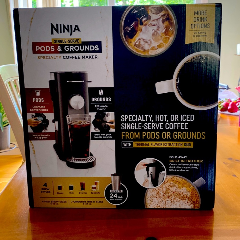 Brand New Ninja Single Serve Pods & Grounds Specialty Coffee Maker